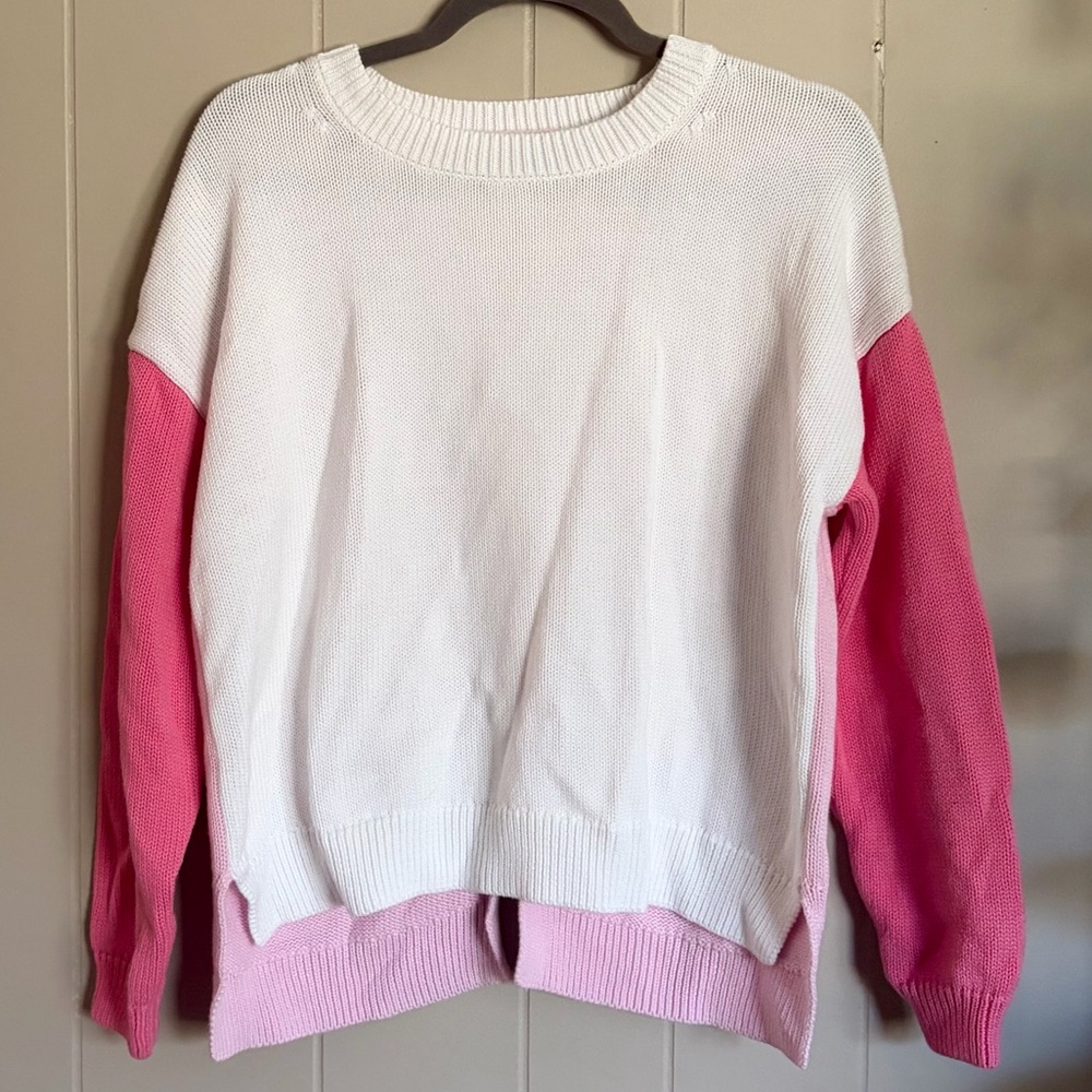 525 America Pink and White Women's Sweater